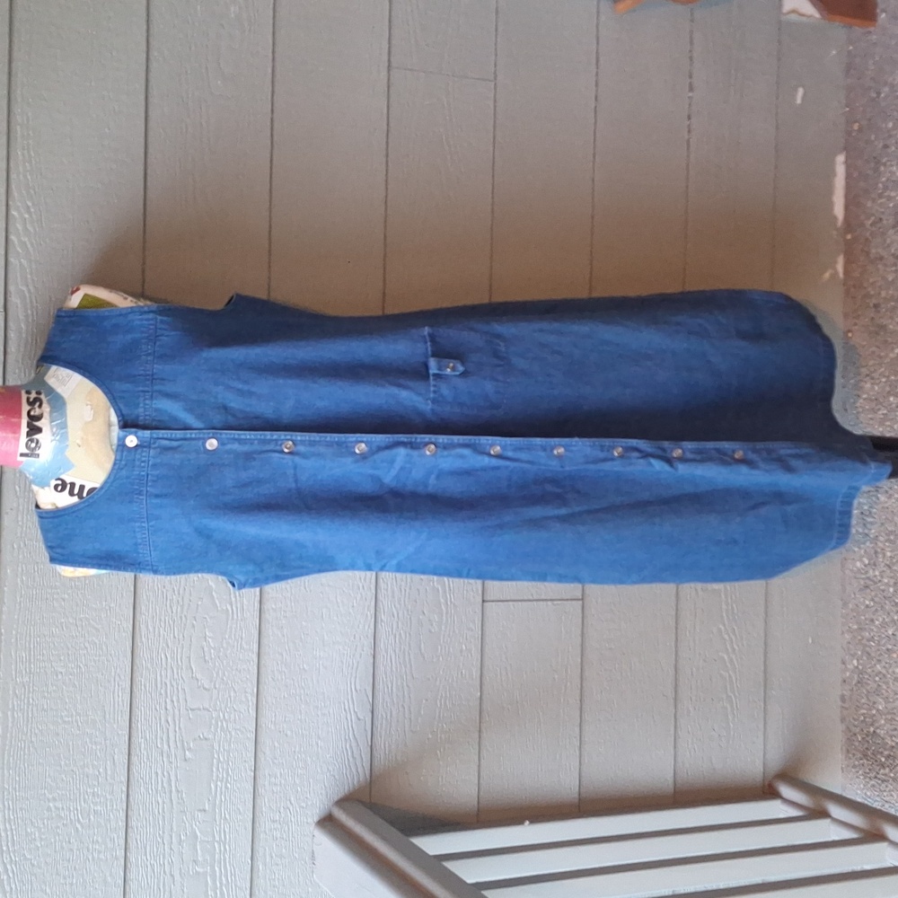 NWT Vintage 90s Talbots 100% cotton jean denim maxi dress size 14P